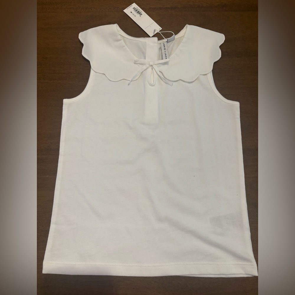 Janie and Jack White Sleeveless Top with Scalloped Collar
